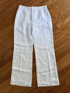 Lauren Ralph Lauren Classic White Linen Pants women’s size 8 wide straight leg